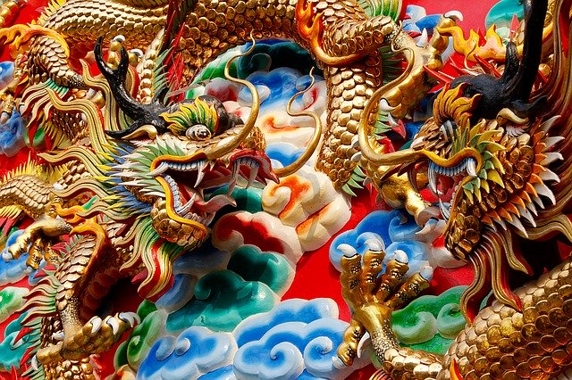 Bangkok artwork with colorful dragon